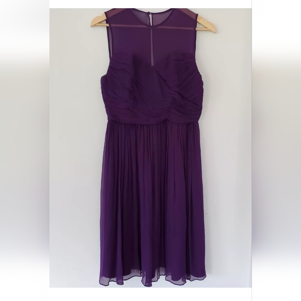 J. Crew 8 CLARA 100% Silk Chiffon Eggplant Purple Dress Cocktail Party Flowy
